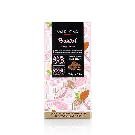 Valrhona Bahibe - Vollmilchschokolade, mit Mandeln, 46% Kakao,  120 g