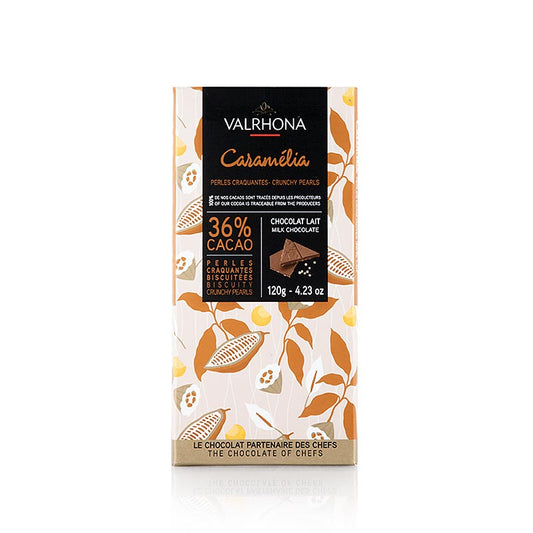 Valrhona Caramelia - Vollmilchschokolade, mit Puffweizen, 36% Kakao,  120 g