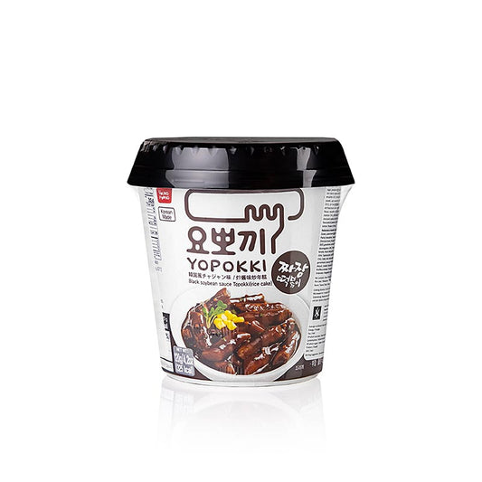 YOPOKKI Reiskuchen Snack Cup, Jjajang (schwarze Bohnenpaste), 140 g