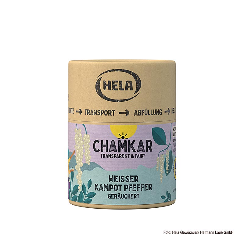 HELA Chamkar - Weißer Kampot Pfeffer, gräuchert, ganz, g.g.A., 100 g