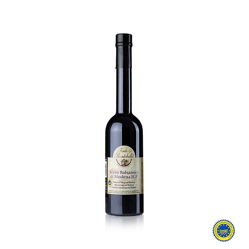 Aceto Balsamico di Modena ggA, AS 50, 500 ml - Un vinaigre doux à forte teneur en moût, idéal pour les sauces, la viande, le poisson, les légumes, le fromage, les fruits et les desserts.