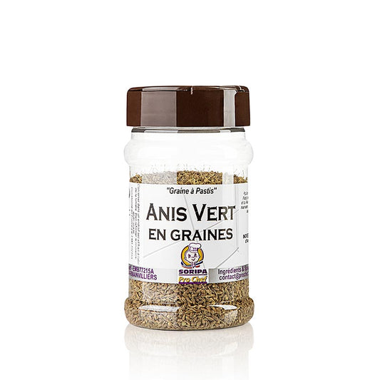 Anis vert (Anis vert), 120 g - Petites graines dures au goût sucré et épicé, idéales pour la pâtisserie, l'aromatisation des salades, soupes, légumes, poissons et volailles, ainsi que pour la fabrication de boissons alcoolisées comme la sambuca et l'ouzo.