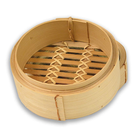 Cuiseur vapeur en bambou de 5 pouces, parfait pour cuire des dim sum et des légumes à la vapeur, fabriqué en bambou robuste.