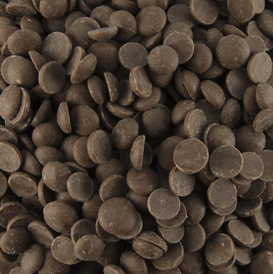 Callets au lait entier avec 33,6% de cacao, 2,5 kg - Idéal pour faire fondre, enrober, fourrer et décorer, avec un goût équilibré de lait, de cacao et de caramel