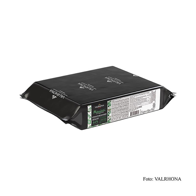 Valrhona Manjari Grand Cru, couverture noire, bloc, 64% cacao, Madagascar, 3 kg - Chocolat noir de qualité supérieure de Madagascar, fabriqué avec des fèves de cacao de la région de Sambirano, avec des notes légèrement acidulées de fruits rouges et de fruits secs
