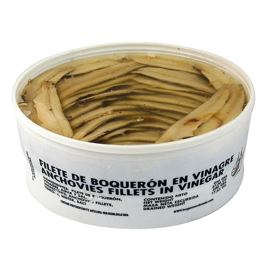 Filets d'anchois en saumure au vinaigre, blancs, 900 g - Poissons tendres, désarêtés, riches en graisse, pouvant être utilisés immédiatement comme amuse-gueule, avec les félicitations spéciales du jury lors du test d'anchois du Tagesspiegel Berlin 2006