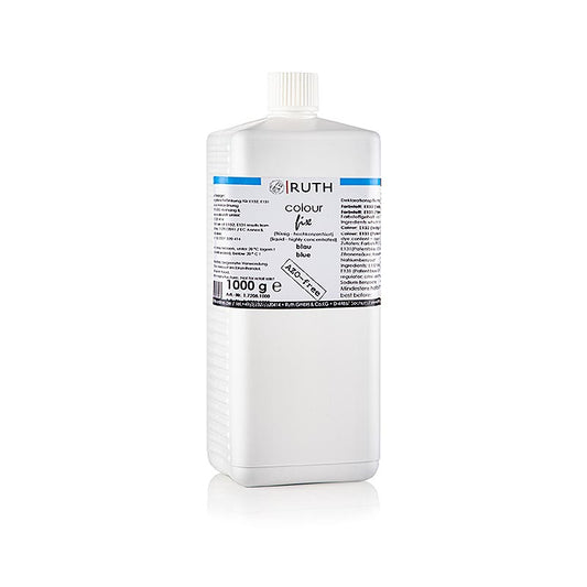 Colorant alimentaire liquide de Ruth en bleu, idéal pour colorer les boissons, les gâteaux et les crèmes glacées, 1kg, sans gluten, sans noix, sans OGM