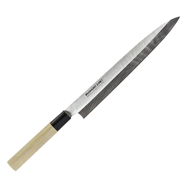 Global Bunmei 1804-270 Couteau à Yanagi Sashimi, manche en bois Honoki, 27cm, 1 pc