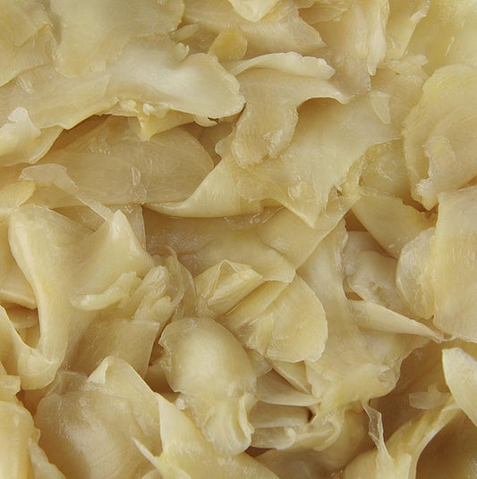 Gingembre jaune mariné du Japon, sucré, piquant et pétillant, utilisé en accompagnement des sushis ou des sashimis et pour assaisonner la viande, les sauces, le poisson, le riz et plus encore dans la cuisine asiatique.
