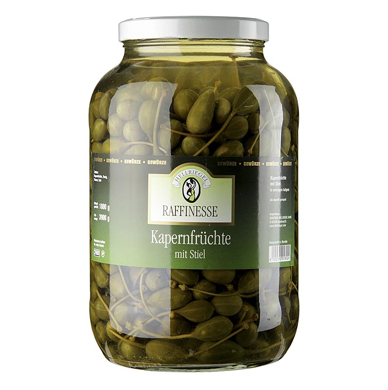 Grands fruits de câpres avec pédoncule de 18-21mm, conditionnés dans un emballage Rafinesse de 3,9 kg (French)