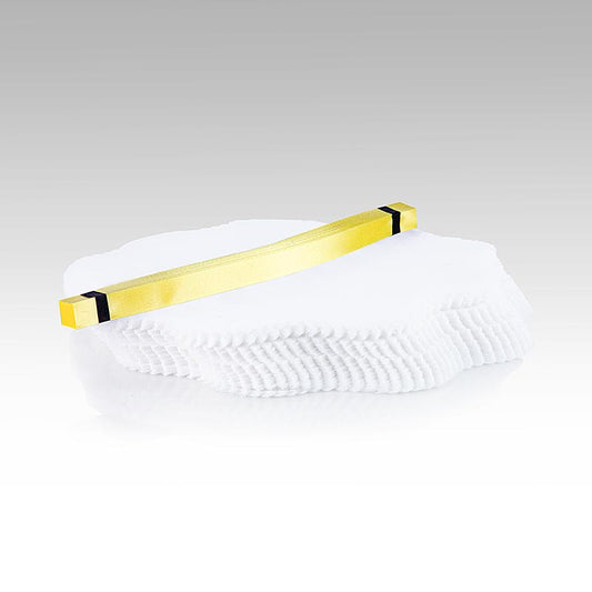 Serviette de service en coton blanc avec une cravate jaune pour entourer les moitiés d'agrumes