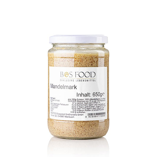 Purée d'amandes sans additifs, idéale pour aromatiser les gâteaux et les glaces