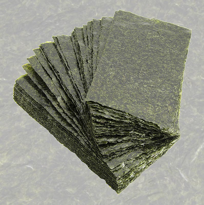 Yakinori demi-taille, feuilles d'algues séchées, grillées, or, 125 g, 100 feuilles