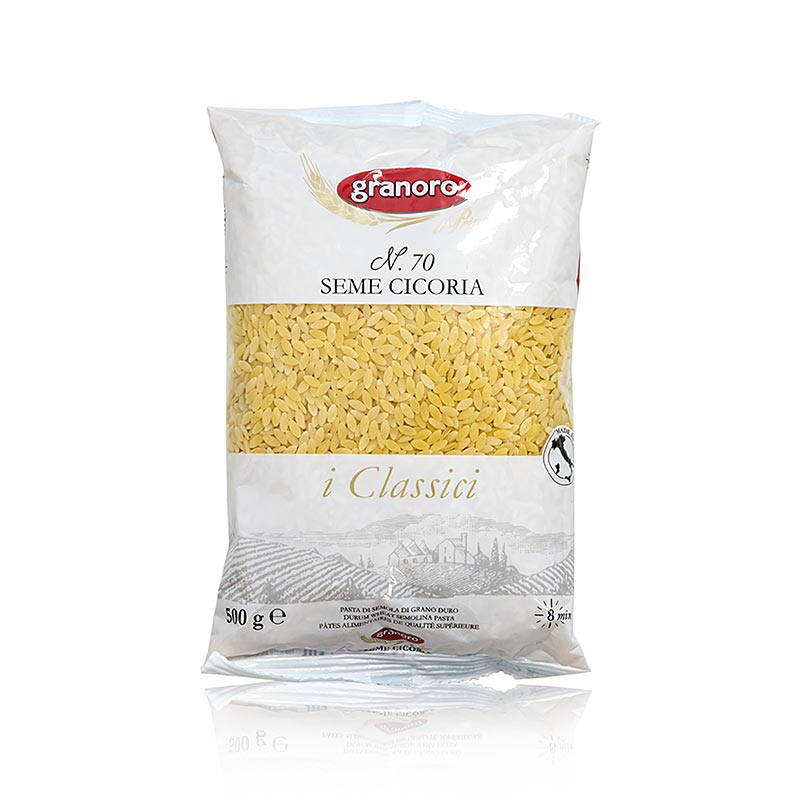 Granoro Seme Cicoria, forme de grain de riz, No70, 500 g - nouilles de riz premium d'Italie avec une forme et une texture uniques pour des sauces et des plats délicieux