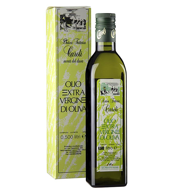Bouteille d'huile d'olive extra vierge, Caroli Antica Fattoria, 500 ml, 1 pression