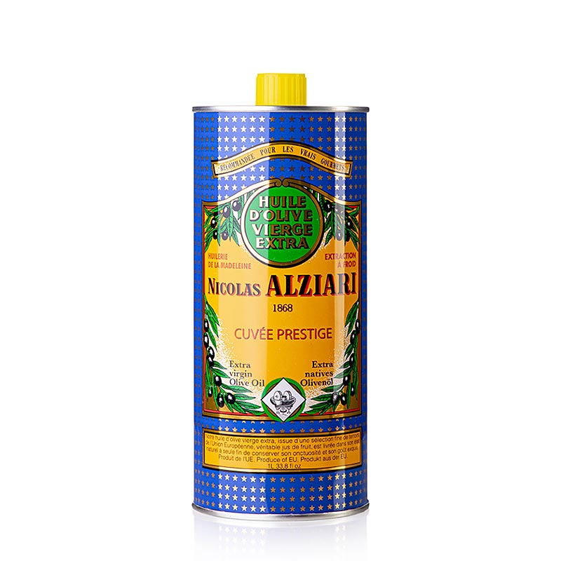 Huile d'olive extra vierge, Fruité Douce, douce, Alziari, 1 l - huile d'olive pressée à froid de qualité supérieure aux arômes doux et fruités, idéale pour les plats cuits et les légumes crus