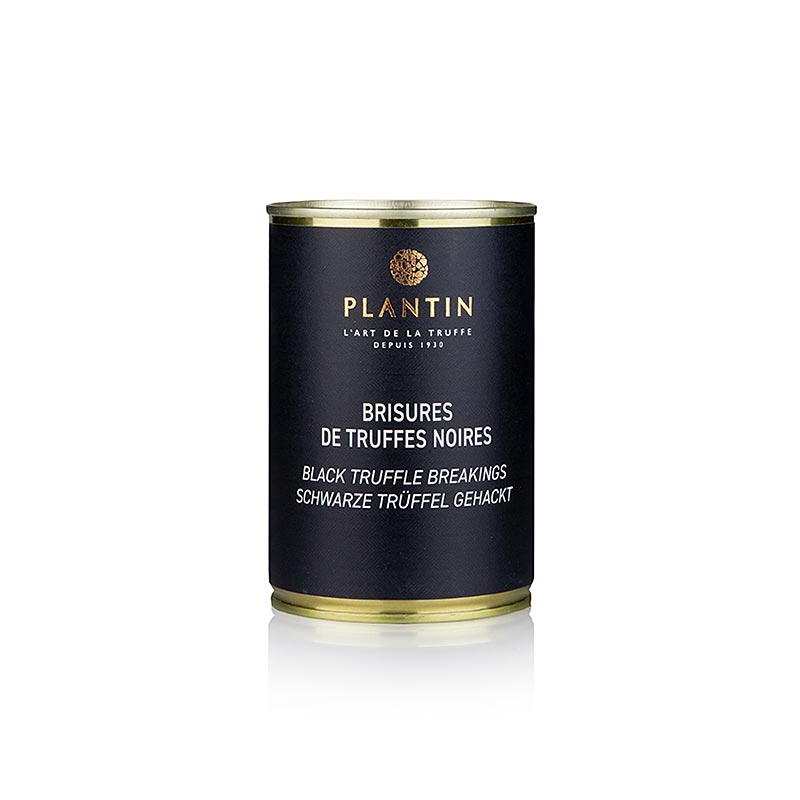 Truffes nobles d'hiver finement hachées et cuites au sel et au jus de truffe, idéales pour terrines, pâtés et sauces 210g pleine conserve de Plantin