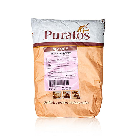 Image de la poudre Biscuit Mix de Plange, 10 kg, idéale pour les fonds viennois et les roulades, avec des avantages comme un grand volume, un bon ameublissement, un bon goût, une longue conservation et un traitement sûr