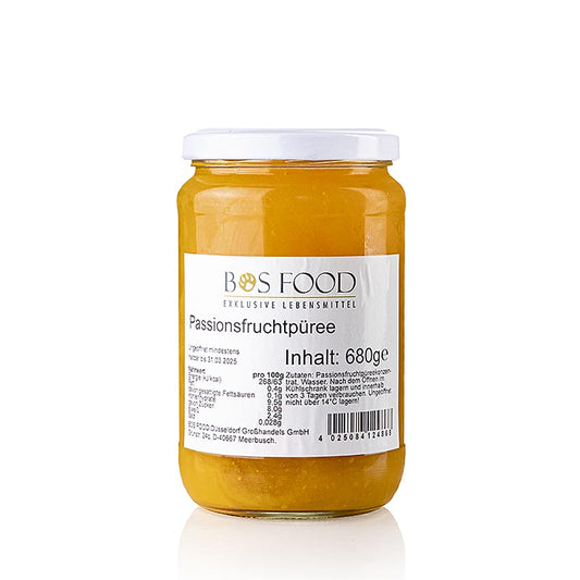 Purée de maracujas juteux, sucrés et acidulés, finement mixée, pour les tartes et les desserts.