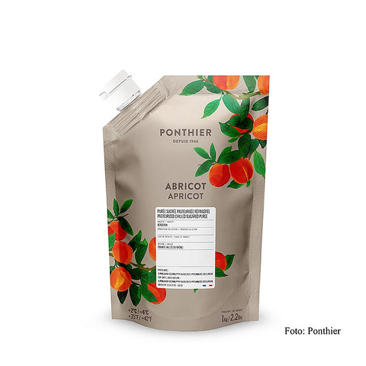 Purée d'abricots de Ponthier, à la couleur intense et au goût authentique, idéale pour la haute cuisine et les utilisations multiples.
