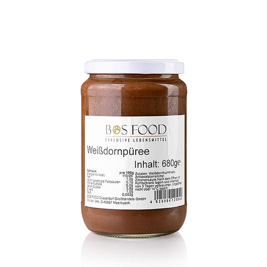 Purée d'aubépine finement passée, riche en calcium, potassium et phosphore Convient pour la fabrication de gelées, confitures, vins et sauces de gibier