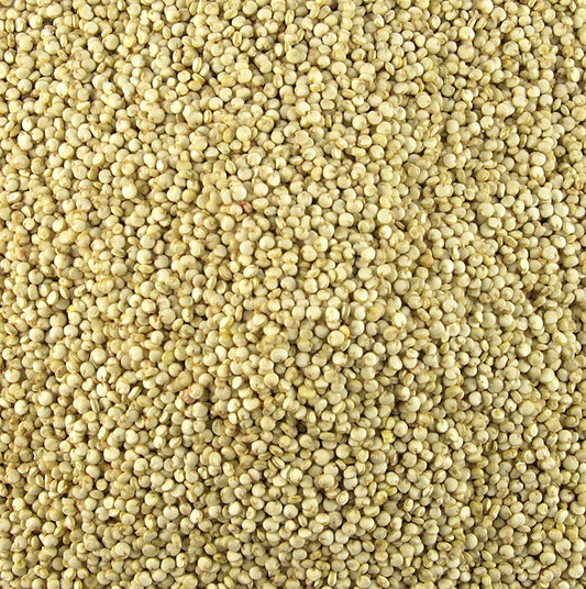 Bio Royal Quinoa, entier, clair, le grain miracle des Incas, Bolivie, DE-ÖKO-001, 1 kg - Image du produit avec des graines riches en amidon, semblables au millet, provenant des vallées andines à 2800-4000 mètres d'altitude, convient pour les soupes, les gâteaux et les croquettes