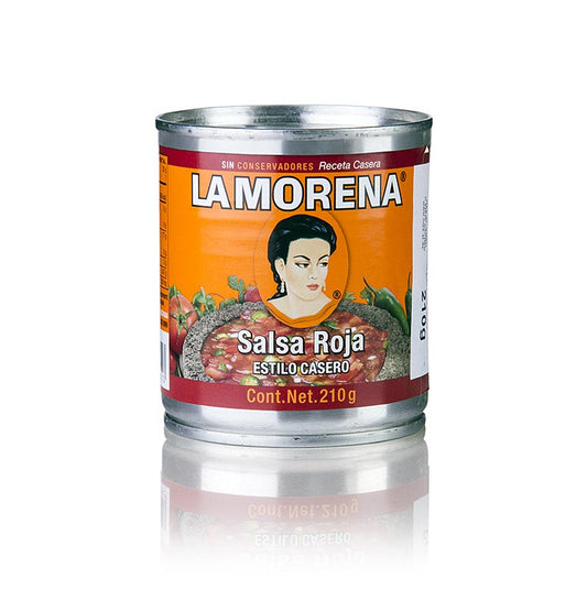Sauce épicée rouge Salsa Roja, parfaite comme trempette pour les tortilla chips et pour affiner le chili con carne, disponible en boîtes de 210 g et 2,8 kg