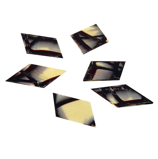 Plaquettes de décoration Jura Rhombus - losange, chocolat blanc/noir, 40x60mm, 770 g, 360 pcs - Plaquettes de chocolat prêtes à l'emploi en forme de losange pour décorer desserts, gâteaux et tartes, un plaisir pour les yeux et le palais