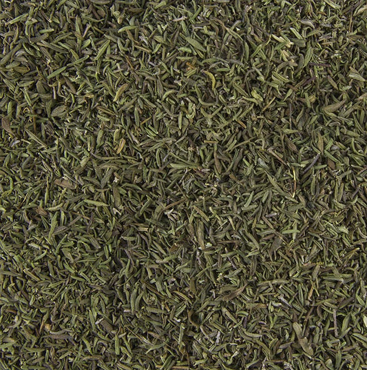 Thym séché et en feuilles, 1 kg - Condiment important dans les cuisines européennes, surtout dans le sud de l'Europe Utilisé dans les soupes, les sauces, les ragoûts, le poisson, la volaille et les œufs Souvent combiné avec la marjolaine dans les mélanges de condiments pour saucisses