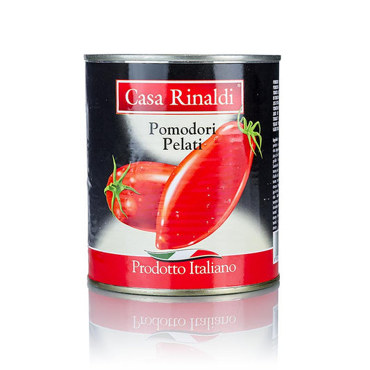 Tomates pelées conservées dans du jus de tomate, à pleine maturité, consistance ferme, goût fruité