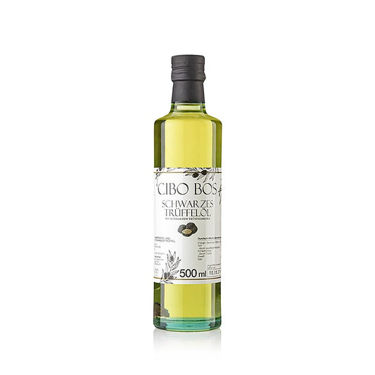 CIBO BOS Huile d'olive au goût de truffe noire (huile de truffe), 500 ml - Huile de truffe délicate à base d'huile d'olive, idéale pour remplacer la truffe ou pour agrémenter les entrées, les œufs au plat, les salades de champignons, les steaks de filet, le tartare et les fromages Disponible également en 100 ml et 250 ml