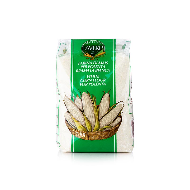 Semoule de maïs blanche grossière au goût délicat et légèrement sucré, idéale pour les plats de poisson et une variante intéressante de Vénétie
