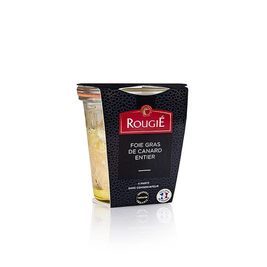 Foie Gras de Canard - Entier, 100% Foie Gras, Rougié, 180 g - Morceaux de foie gras entiers marinés à l'Armagnac et aux épices, parfaits pour les gourmands