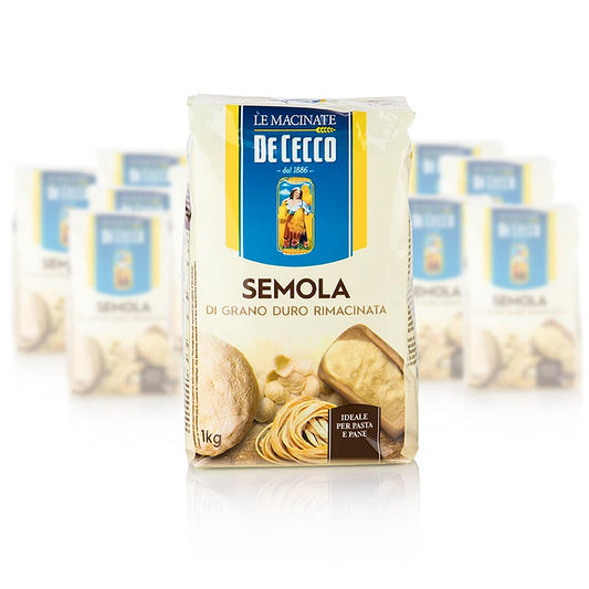 Semoule de blé dur - Semola di Grano Duro, De Cecco, No176, 10 kg, 10 x 1000g - La base idéale pour la fabrication de la pâte à pâtes classique pour spaghettis, lasagnes, tagliatelles et autres pâtes italiennes