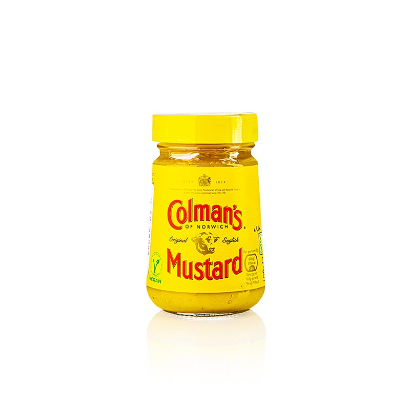 Moutarde Colman's, fine & piquante, Angleterre, 100 ml - Moutarde anglaise traditionnelle au goût équilibré d'acidité, de piquant et de douceur de canne à sucre, idéale pour les croûtes de moutarde et pour badigeonner les rôtis, arôme fin et rond au goût persistant sur la langue