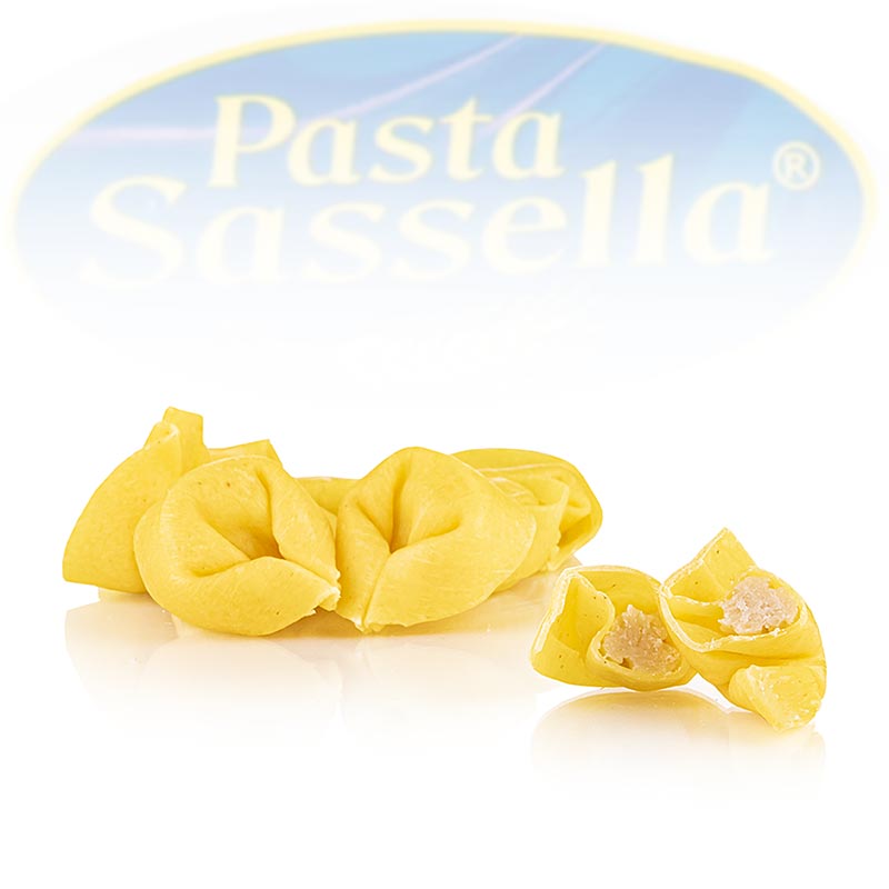 Tortelloni frais farcis au fromage de Sassella, 500 g - Des pâtes artisanales de grande qualité, à cuire simplement dans de l'eau chaude et à déguster avec une sauce au fromage et à la crème ou à la tomate