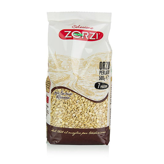 Orge perlé, gros, Zorzi, 500 g - grains d'orge décortiqués et polis pour soupes et ragoûts, riches en glucides et en protéines