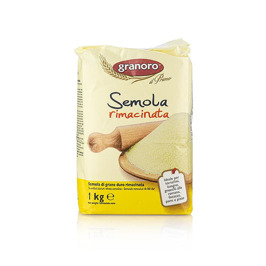 Semoule de blé dur, Semola rimacinata, Granoro, 1 kg - L'ingrédient de base parfait pour la pâte à pâtes italienne classique