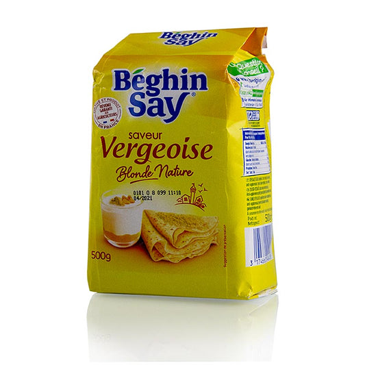 Sucre vergeoise, clair, aromatisé au caramel, 500 g - sucre aromatisé de qualité supérieure en paquet de 500 g