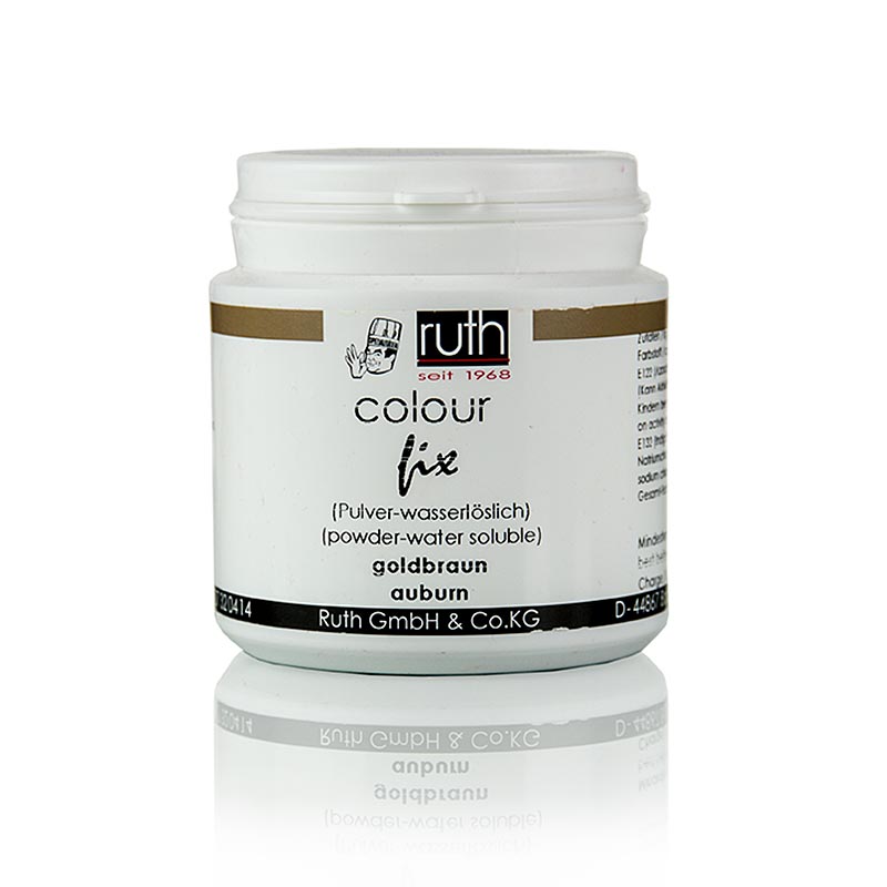 Colorant alimentaire en poudre, soluble dans l'eau, 50 g, idéal pour les travaux de sucre et pour colorer le massepain et le fondant en couleur brun doré Convient pour l'utilisation avec l'aérographe