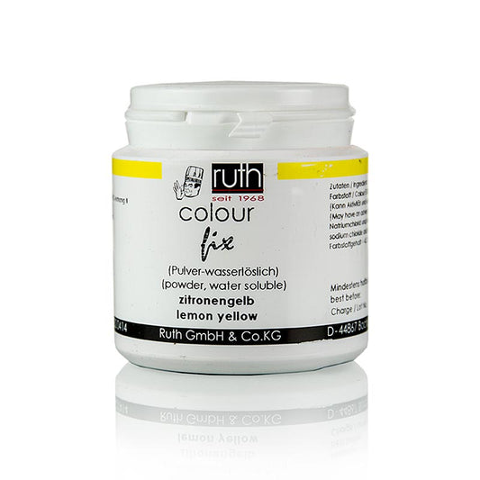 Colorant alimentaire en poudre, jaune citron, soluble dans l'eau, 9101, Ruth, 50 g - Idéal pour colorer les travaux en sucre, la pâte d'amande et le fondant, convient aussi pour l'aérographe