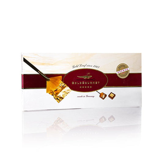 Set de 12 feuilles d'or 50x50mm, 22 carats, pinceau, pour l'application électrostatique sur chaque objet