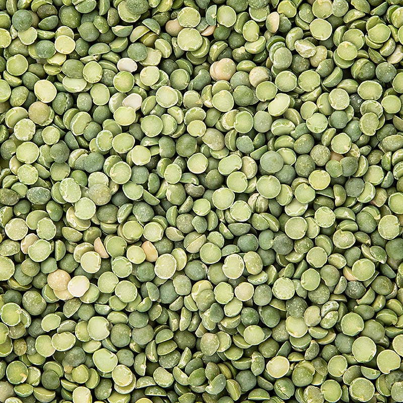 Pois verts séchés et coupés en deux, parfaits pour les ragoûts et les soupes, avec un temps de cuisson de 45-60 minutes