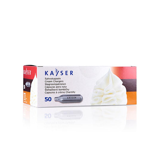 Capsules de crème à usage unique pour tous les systèmes habituels, 50 pièces par paquet, fabriquées par Kayser, qualité supérieure et longue durée de vie