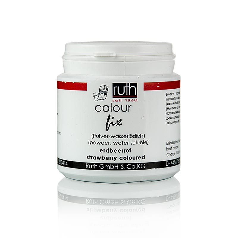 Colorant alimentaire en poudre, rouge fraise, soluble dans l'eau, 9105, Ruth, 50 g - idéal pour les travaux de sucre et la coloration du massepain et du fondant, se dissout dans l'eau chaude, parfait pour l'utilisation avec l'aérographe