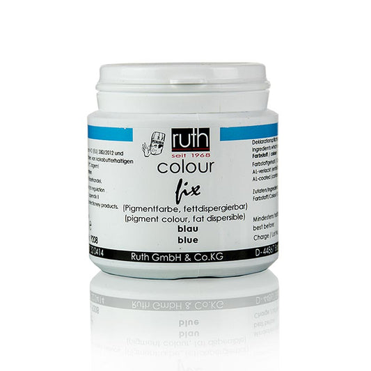 Colorant pigmentaire, bleu, poudre liposoluble, 9208, Ruth, 20 g pour la coloration de masses décoratives comme le chocolat blanc, convient uniquement à la fabrication industrielle de denrées alimentaires