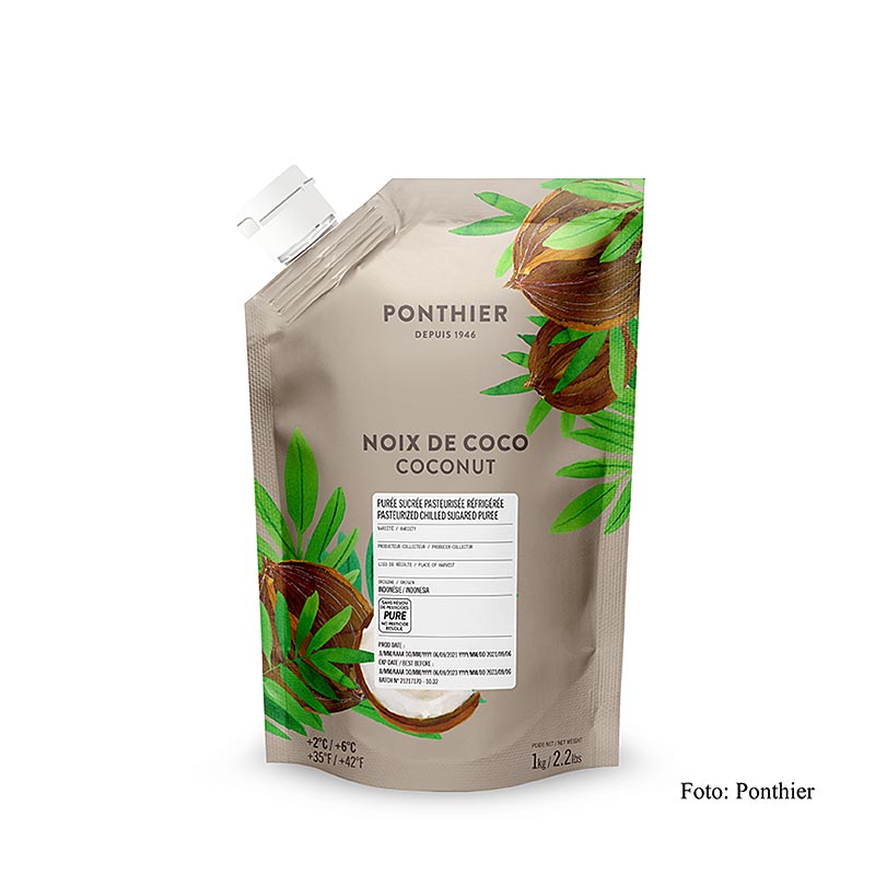 Purée de fruits de noix de coco avec sucre, 1 kg, idéale pour les tartes, pâtisseries, desserts ou glaces, de Ponthier