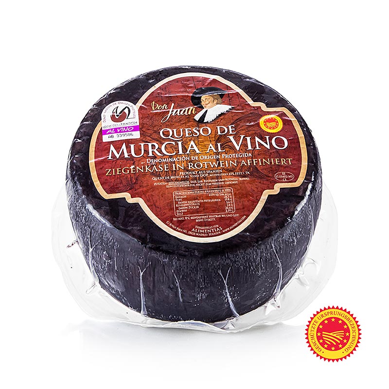 Fromage de chèvre en croûte de vin rouge de Murcie, Espagne, env. 2,5 kg - fabriqué de manière artisanale et affiné avec de riches arômes de lait de chèvre et de vin rouge, idéal pour les amateurs de fromage et de créations culinaires