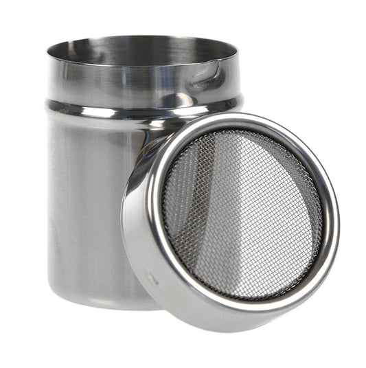Saupoudreuse de sucre en poudre avec tamis fin en fil métallique, 7,5cm de haut, 6cm de diamètre, capacité de 150ml, perforation de 1mm