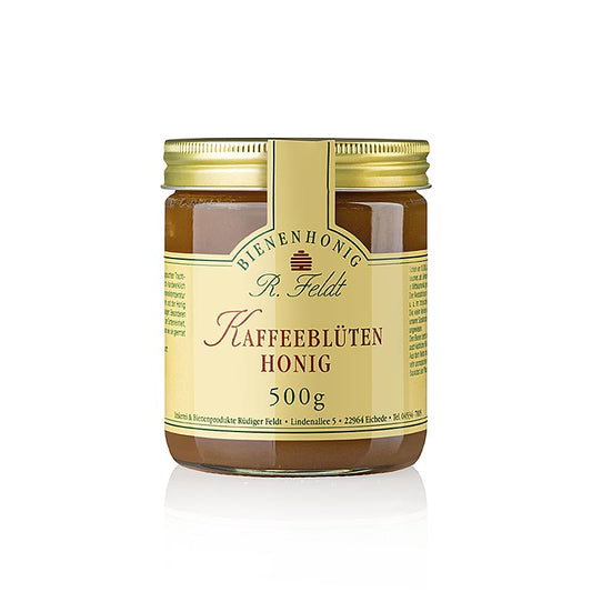 Miel de fleurs de café, foncé, crémeux, doux et parfumé, 500 g